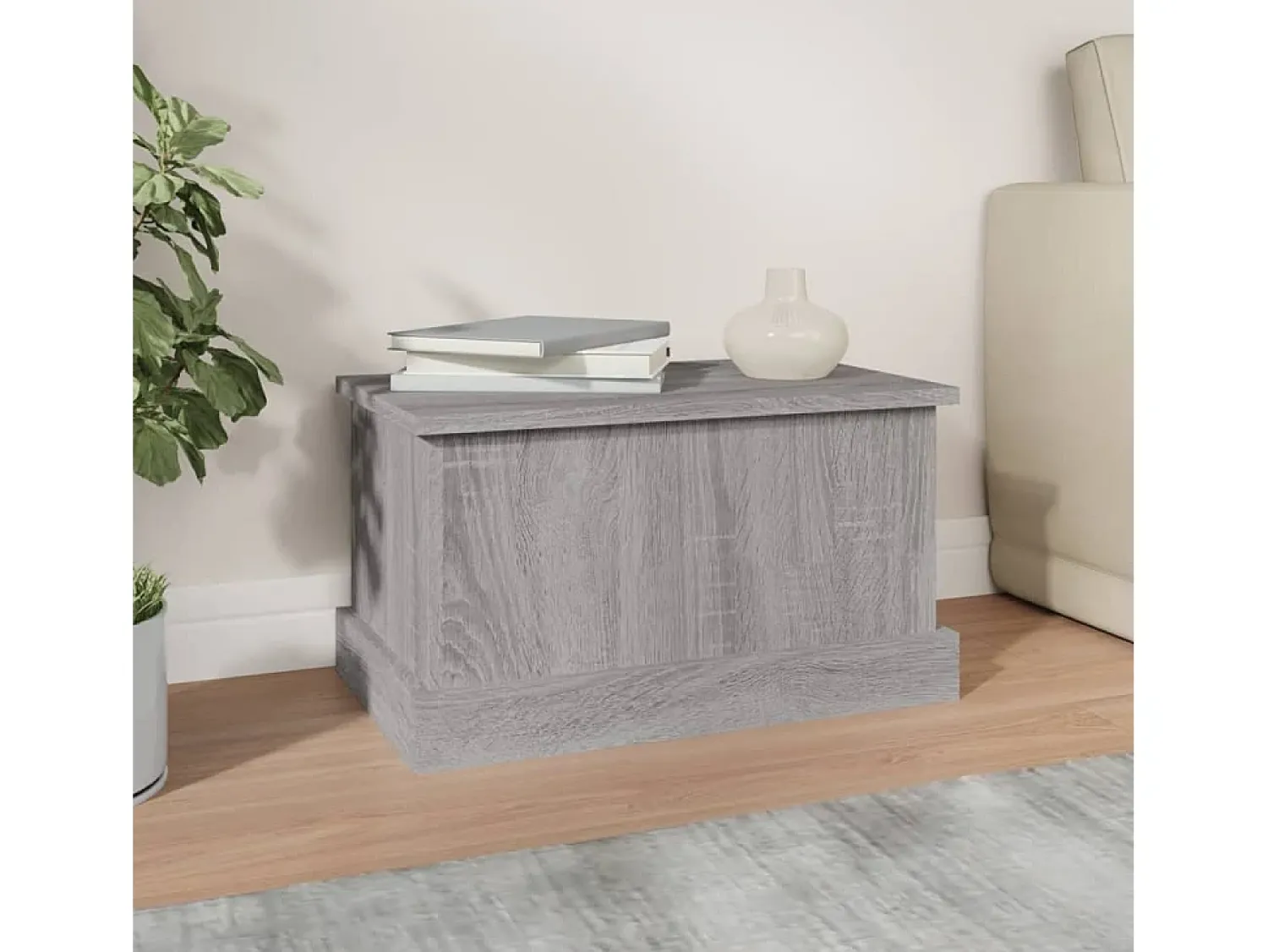Caixa de arrumação 50x30x28 cm derivados madeira cinza sonoma PT457832^ Acessórios De Arrumação