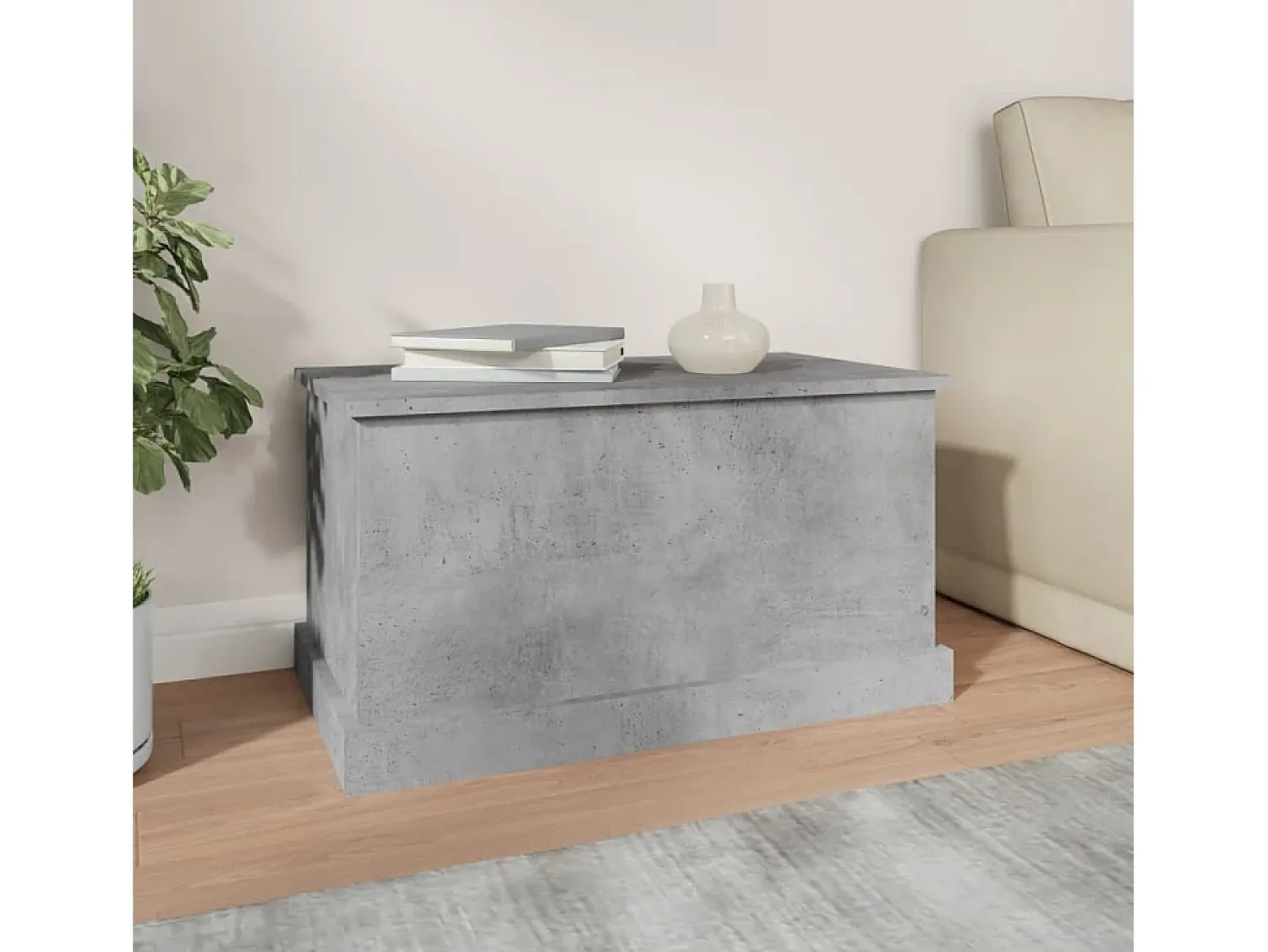 Caixa de arrumação 70x40x38 cm derivados madeira cinza cimento PT215677^ Acessórios De Arrumação