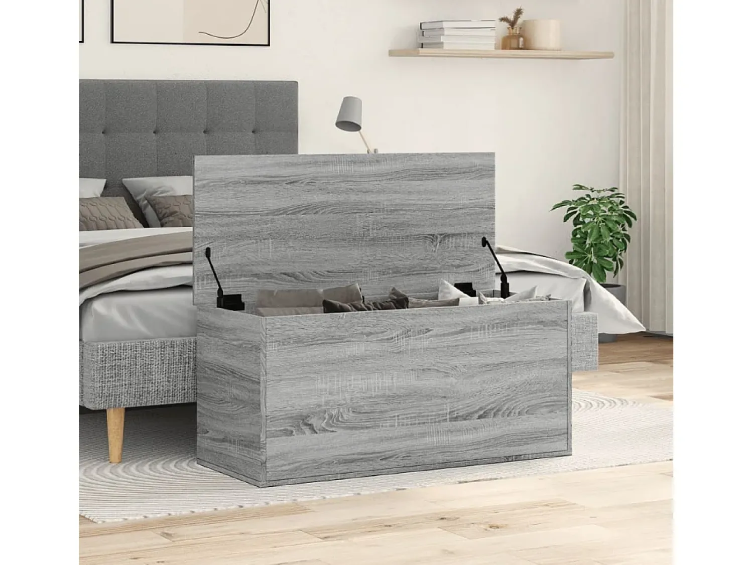 Acessórios De Arrumação| Caixa de arrumação 100x42x46 cm derivados madeira cinza sonoma PT676854 Cinzento