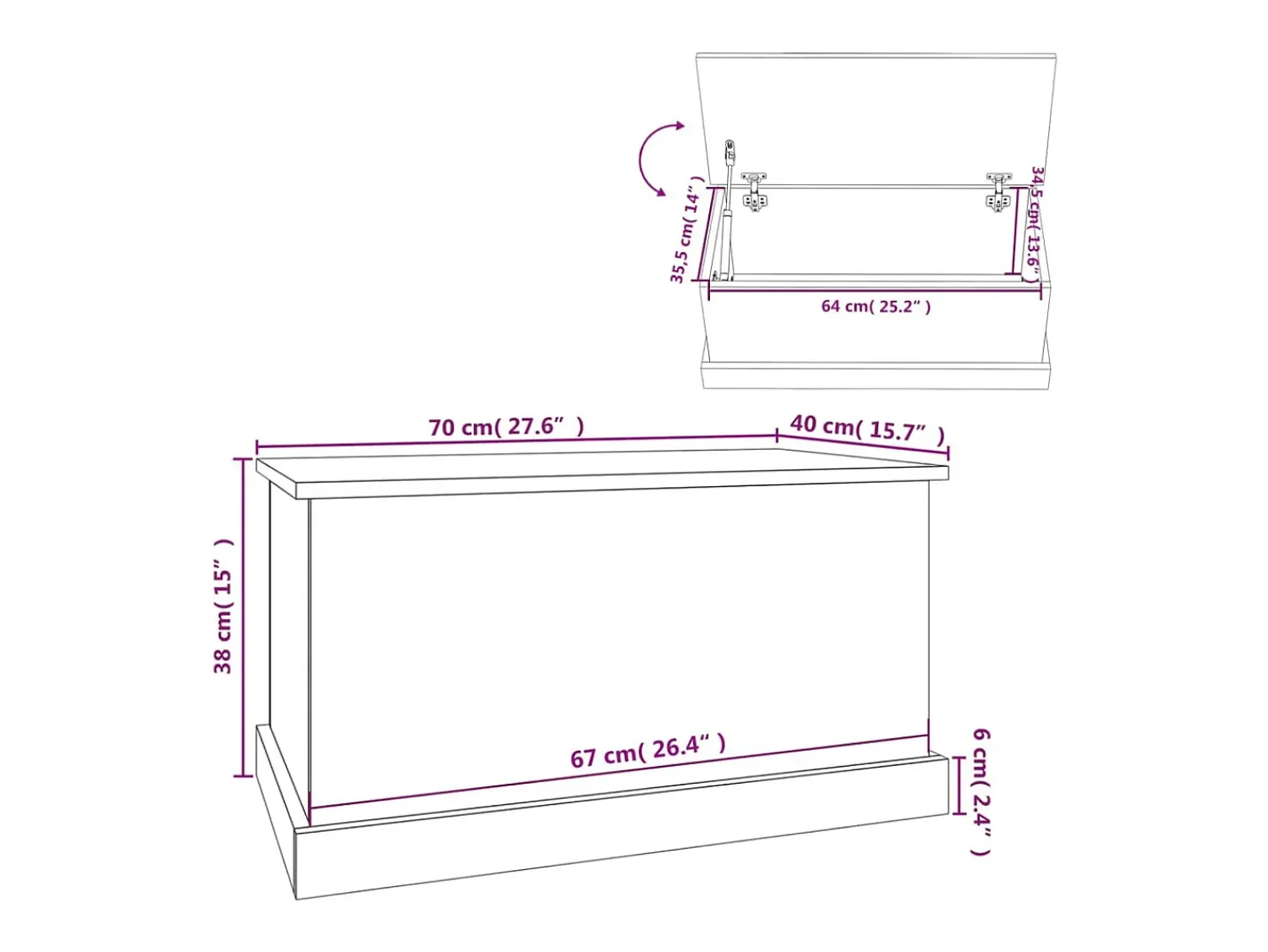 Outlet vidaxl Caixa de arrumação 70x40x38 cm derivados madeira cinza sonoma Cinzento