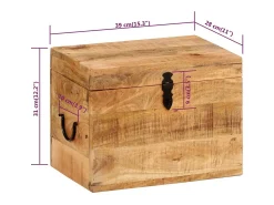 Acessórios De Arrumação|vidaxl Caixa de arrumação 39x28x31 cm madeira de mangueira maciça Natural claro