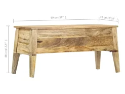 Online vidaxl Caixa de arrumação 99x35x48 cm madeira de mangueira maciça Natural claro