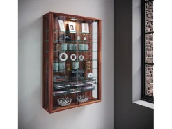 Vitrina|VCM Caixa de exposição de vidro pendurada | Vitrine de vidro com vidro de segurança ESG | Dimensões: A. 91 x L. 59 x P. 18 cm | Vitrosa Mini (noz de núcleo) Castanho chocolate