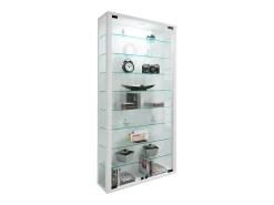 VCM Caixa de exposição de vidro pendurada | Vitrine de vidro com vidro de segurança ESG | Dimensões: A. 114 x L. 59 x P. 18 cm | Vitrosa Maxi (Branco)^ Vitrina