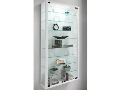 VCM Caixa de exposição de vidro pendurada | Vitrine de vidro com vidro de segurança ESG | Dimensões: A. 114 x L. 59 x P. 18 cm | Vitrosa Maxi (Branco)^ Vitrina
