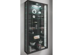 Best VCM Caixa de exposição de vidro pendurada | Vitrine de vidro com vidro de segurança ESG | Dimensões: A. 114 x L. 59 x P. 18 cm | Vitrosa Maxi (Preto) Multicor