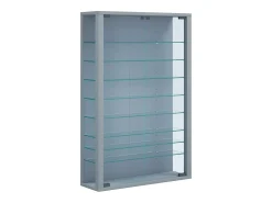 Vitrina|VCM Caixa de exposição de vidro pendurada | Vitrine de vidro com vidro de segurança ESG | Dimensões: A. 91 x L. 59 x P. 18 cm | Vitrosa Mini (prata) Multicor