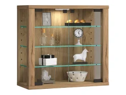 Vitrina|VCM Caixa de exposição de vidro pendurada | Vitrine de vidro com vidro de segurança ESG | Dimensões: A. 40 x L. 43 x P. 18 cm | Vitrosa S (carvalho de mel) Multicor