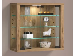 Vitrina|VCM Caixa de exposição de vidro pendurada | Vitrine de vidro com vidro de segurança ESG | Dimensões: A. 40 x L. 43 x P. 18 cm | Vitrosa S (carvalho de mel) Multicor