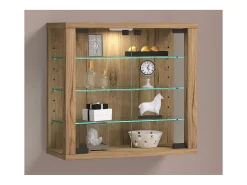 Vitrina|VCM Caixa de exposição de vidro pendurada | Vitrine de vidro com vidro de segurança ESG | Dimensões: A. 40 x L. 43 x P. 18 cm | Vitrosa S (carvalho de mel) Multicor