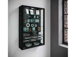 Discount VCM Caixa de exposição de vidro pendurada | Vitrine de vidro com vidro de segurança ESG | Dimensões: A. 91 x L. 59 x P. 18 cm | Vitrosa Mini (Preto) Multicor