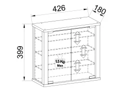 VCM Caixa de exposição de vidro pendurada | Vitrine de vidro com vidro de segurança ESG | Dimensões: A. 40 x L. 43 x P. 18 cm | Vitrosa S (Branco)^ Vitrina