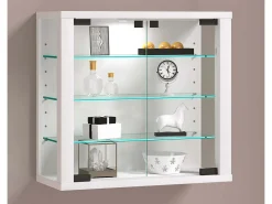 VCM Caixa de exposição de vidro pendurada | Vitrine de vidro com vidro de segurança ESG | Dimensões: A. 40 x L. 43 x P. 18 cm | Vitrosa S (Branco)^ Vitrina
