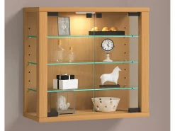 VCM Caixa de exposição de vidro pendurada | Vitrine de vidro com vidro de segurança ESG | Dimensões: A. 40 x L. 43 x P. 18 cm | Vitrosa S (faia)^ Vitrina