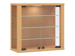 VCM Caixa de exposição de vidro pendurada | Vitrine de vidro com vidro de segurança ESG | Dimensões: A. 40 x L. 43 x P. 18 cm | Vitrosa S (faia)^ Vitrina