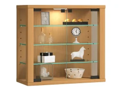 VCM Caixa de exposição de vidro pendurada | Vitrine de vidro com vidro de segurança ESG | Dimensões: A. 40 x L. 43 x P. 18 cm | Vitrosa S (faia)^ Vitrina