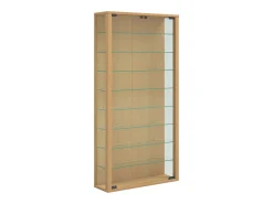 Best VCM Caixa de exposição de vidro pendurada | Vitrine de vidro com vidro de segurança ESG | Dimensões: A. 114 x L. 59 x P. 18 cm | Vitrosa Maxi (faia) Natural claro