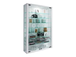 Vitrina*VCM Caixa de exposição de vidro pendurada | Vitrine de vidro com vidro de segurança ESG | Dimensões: A. 91 x L. 59 x P. 18 cm | Vitrosa Mini (Branco) Multicor