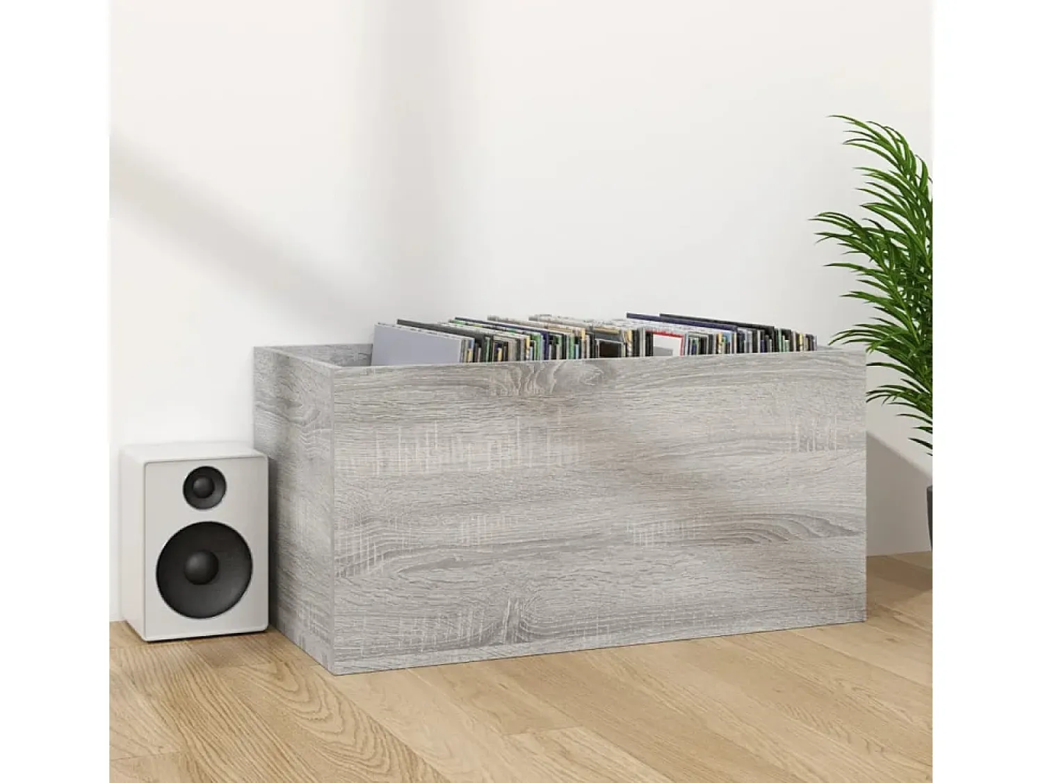 Móvel De Arrumação|vidaxl Caixa discos vinil 71x34x36cm derivados madeira sonoma Cinzento