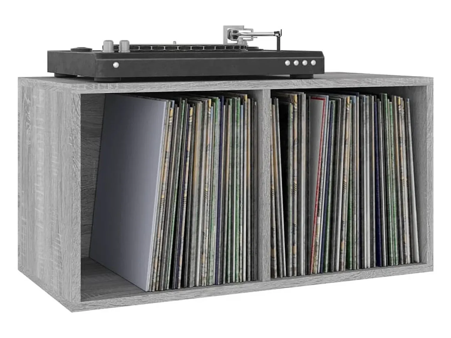 Móvel De Arrumação|vidaxl Caixa discos vinil 71x34x36cm derivados madeira sonoma Cinzento