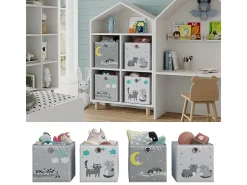 Vicco Caixa dobrável cinza (gatos e pássaros) 30x30x30^ Acessórios De Arrumação