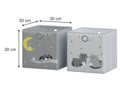 Vicco Caixa dobrável cinza (gatos e pássaros) 30x30x30^ Acessórios De Arrumação