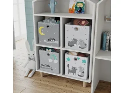 Vicco Caixa dobrável cinza (gatos e pássaros) 30x30x30^ Acessórios De Arrumação