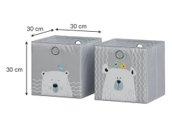 Outlet Vicco Caixa dobrável cinza (urso e hipopótamo) 30x30x30 Cinzento claro