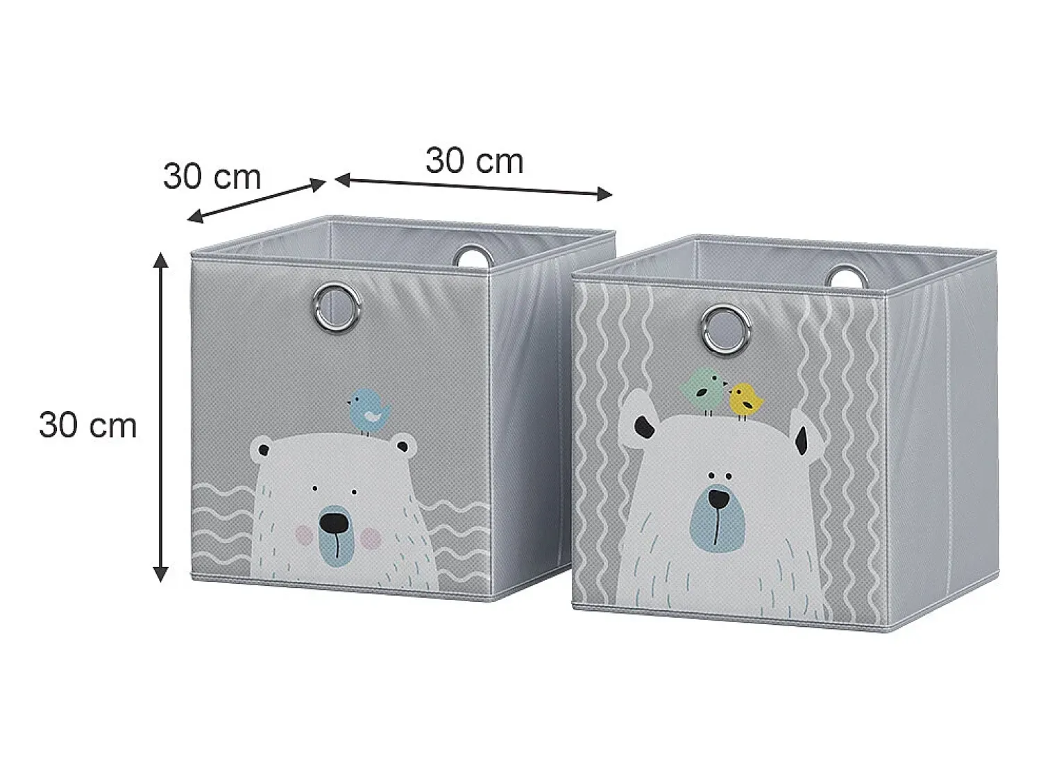 Outlet Vicco Caixa dobrável cinza (urso e hipopótamo) 30x30x30 Cinzento claro