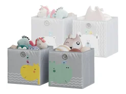 Outlet Vicco Caixa dobrável cinza (urso e hipopótamo) 30x30x30 Cinzento claro