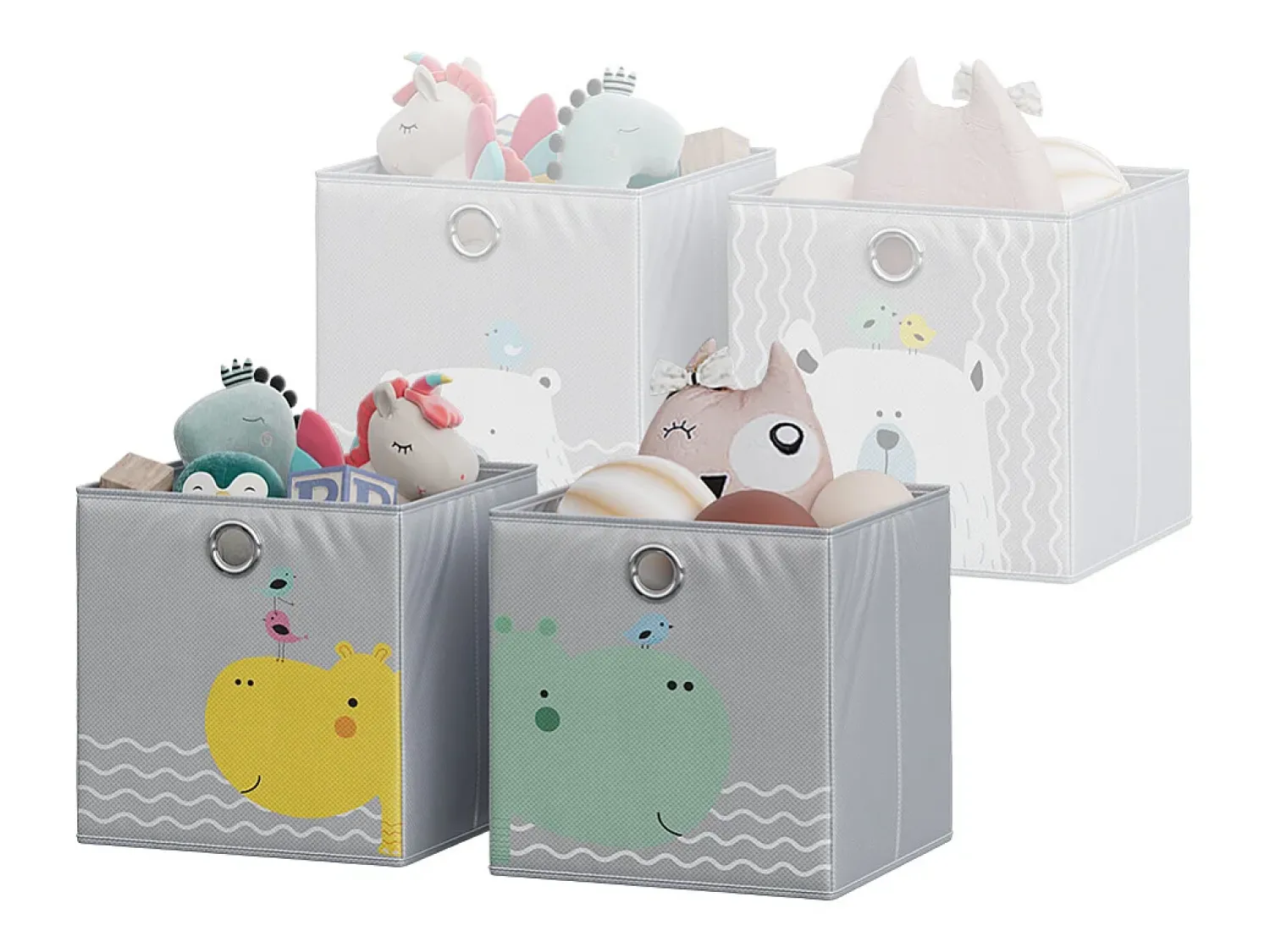 Outlet Vicco Caixa dobrável cinza (urso e hipopótamo) 30x30x30 Cinzento claro