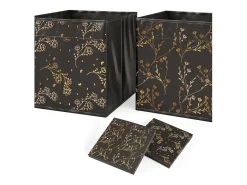 New Vicco Caixa dobrável /dourado (floral) 30x30x30 Preto