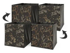 New Vicco Caixa dobrável /dourado (floral) 30x30x30 Preto