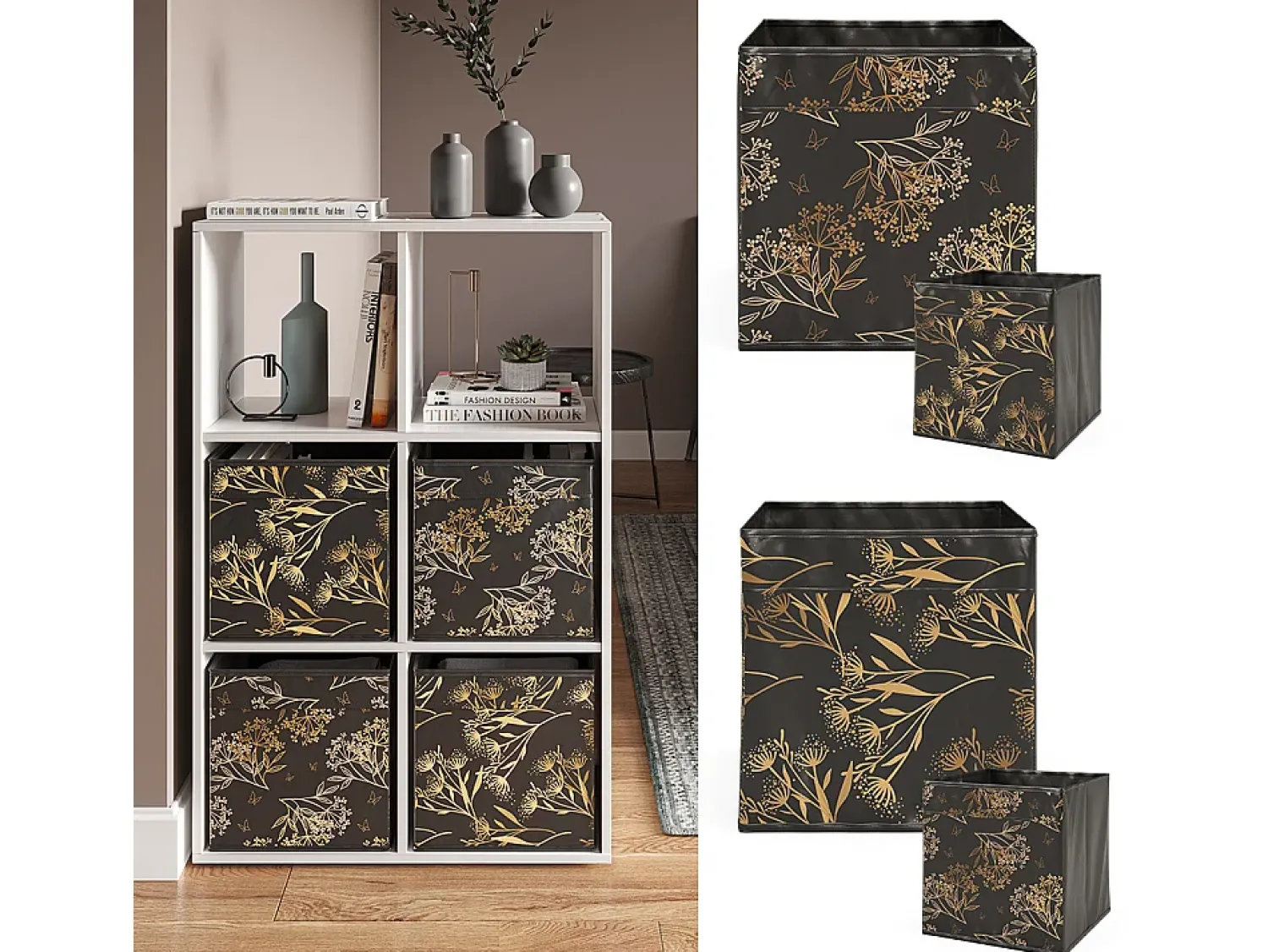 Vicco Caixa dobrável /dourado 30x30x30^ Acessórios De Arrumação