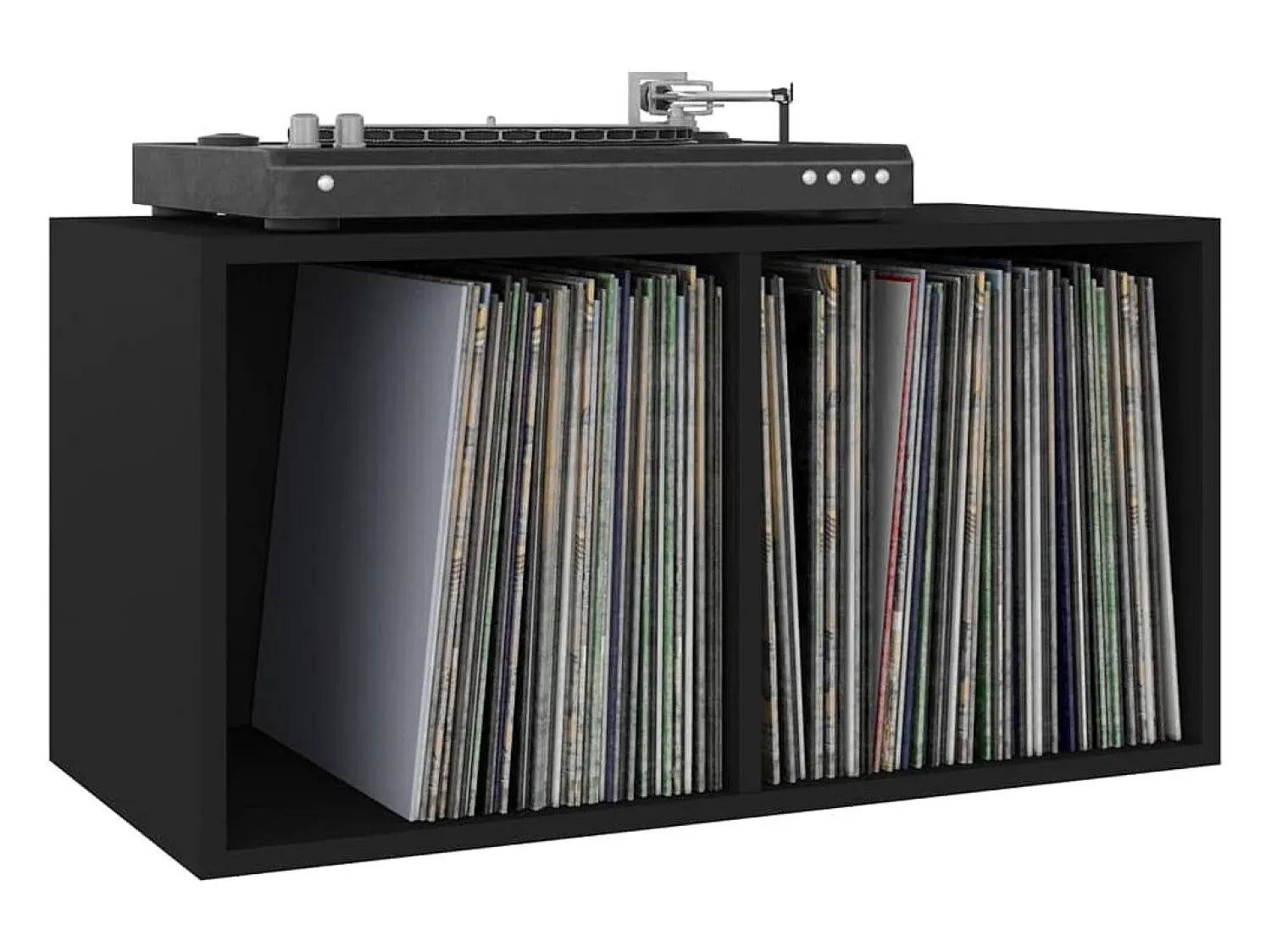 Móvel De Arrumação*vidaxl Caixa p/ discos de vinil 71x34x36 cm derivados de madeira Preto