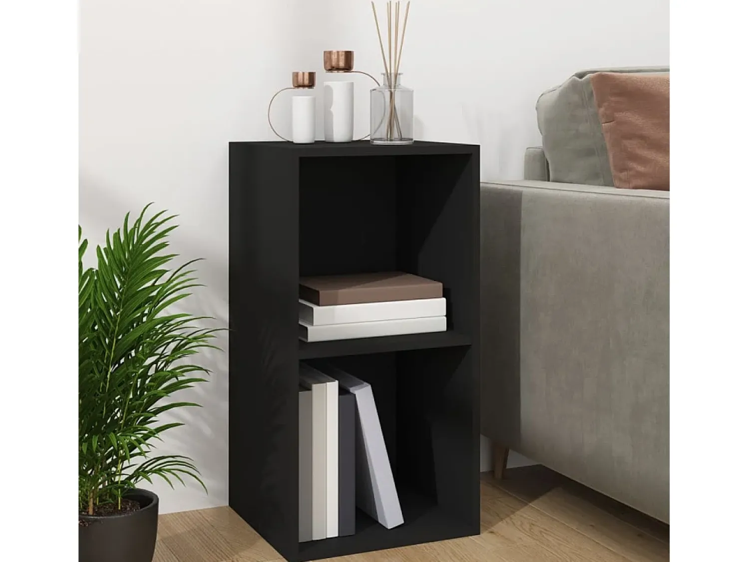 Móvel De Arrumação*vidaxl Caixa p/ discos de vinil 71x34x36 cm derivados de madeira Preto
