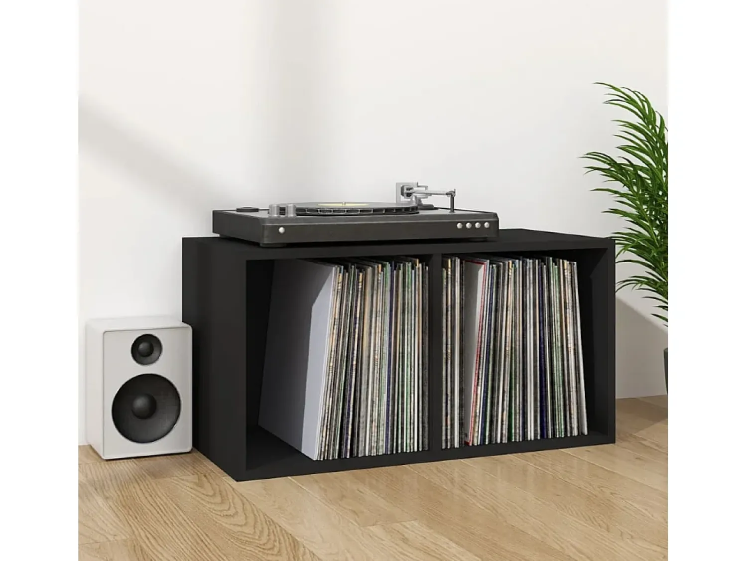 Móvel De Arrumação*vidaxl Caixa p/ discos de vinil 71x34x36 cm derivados de madeira Preto
