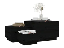 Acessórios De Arrumação*vidaxl Caixas de arrumação com tampas 3 pcs pinho maciço Preto