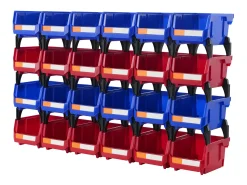 Best Caixas de Arrumação, SucceBuy, Pacote de 24 Caixas de Arrumação Suspensas Empilháveis, Organizador de Plástico, /Vermelho Azul