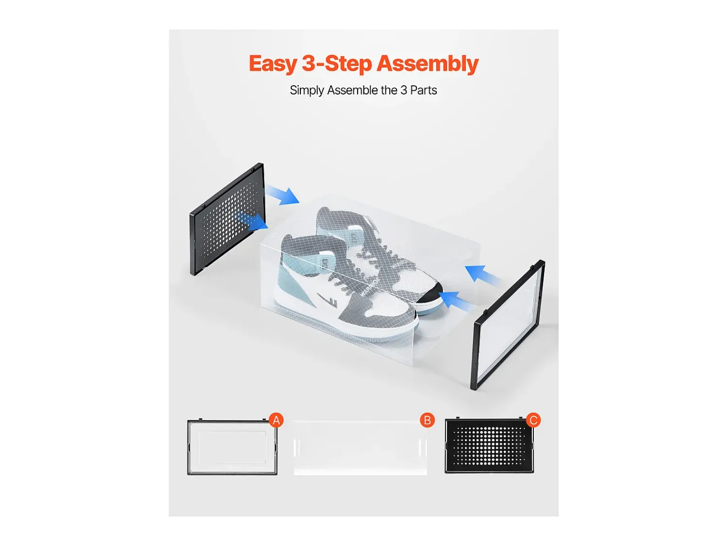 Móvel De Arrumação|Sapateira| Caixas de Sapatos SucceBuy Empilháveis Conjunto de 12 Peças, Armazenamento para Sapatos até Tamanho US 11, Organizador Modular em Plástico Preto
