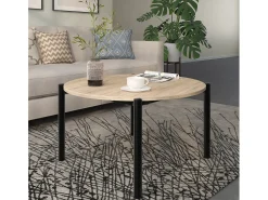 Mesa De Centro*Loft24 Caleb | Mesa de Centro 80 cm 4 lugares em Carvalho Preto Castanho