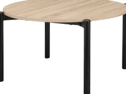 Mesa De Centro*Loft24 Caleb | Mesa de Centro 80 cm 4 lugares em Carvalho Preto Castanho