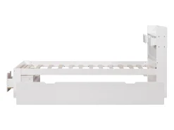Merax Cama 90 x 200 cm com 5 gavetas, porta USB e compartimentos de armazenamento - madeira de pinho - cor branca^ Móvel De Entrada