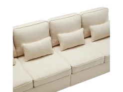 Sofá*KOMHTOM Cama acolchoada para adulto 180 x 1362 cm, sem cabeceira, com faixa LED (monocromática), base com suspensão hidráulica, . Bege