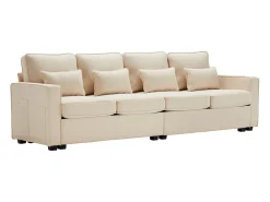 Sofá*KOMHTOM Cama acolchoada para adulto 180 x 1362 cm, sem cabeceira, com faixa LED (monocromática), base com suspensão hidráulica, . Bege