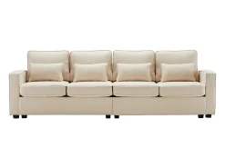 Sofá*KOMHTOM Cama acolchoada para adulto 180 x 1362 cm, sem cabeceira, com faixa LED (monocromática), base com suspensão hidráulica, . Bege