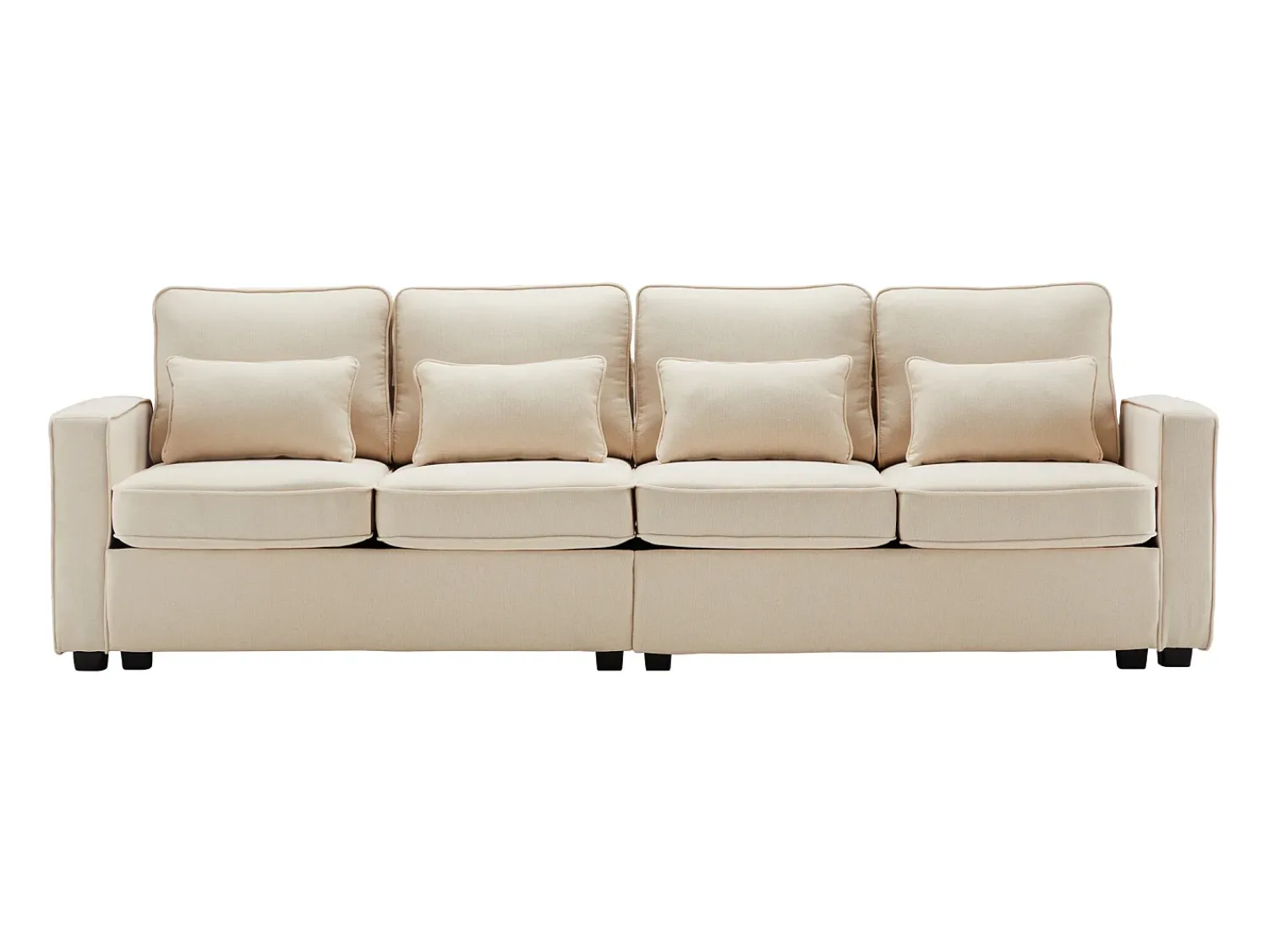 Sofá*KOMHTOM Cama acolchoada para adulto 180 x 1362 cm, sem cabeceira, com faixa LED (monocromática), base com suspensão hidráulica, . Bege