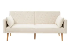 Sofá*KOMHTOM Cama acolchoada para adulto 180 x 1440 cm, sem cabeceira, com faixa LED (monocromática), base com suspensão hidráulica, . Bege