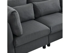 Sofá|KOMHTOM Cama acolchoada para adulto 180 x 1355 cm, sem cabeceira, com faixa LED (monocromática), base com suspensão hidráulica, bege. Cinzento