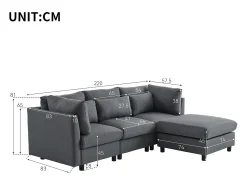 Sofá|KOMHTOM Cama acolchoada para adulto 180 x 1355 cm, sem cabeceira, com faixa LED (monocromática), base com suspensão hidráulica, bege. Cinzento
